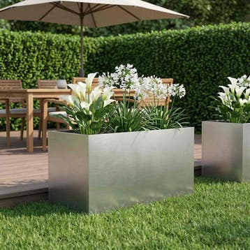 vidaXL Plantenbak zilver 80 x 50 x 50 cm Roestvrij staal, Verzenden, Minder dan 60 cm, Nieuw, Metaal