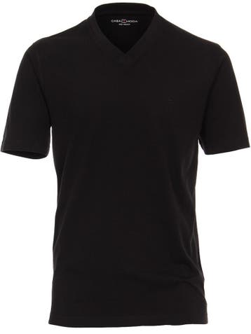 Casa Moda Basis T-shirt Katoen V-hals Zwart 2-Pack, Verzenden, Nieuw, Zwart