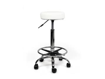 Tabouret Wit - Hoge uitvoering met Voetsteun, In hoogte verstelbaar, Nieuw, Kunststof