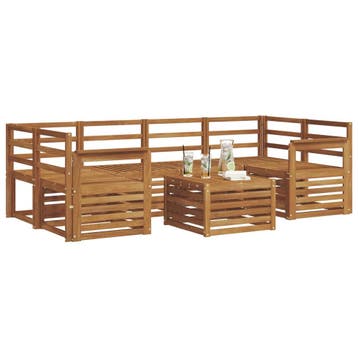 vidaXL Buiten bankenset 7 pcs Naturel Massief Acaciahout, Verzenden, Nieuw