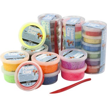 Foam Clay®, glitter, diverse kleuren, 28 Doosje/ 1 doos, Nieuw