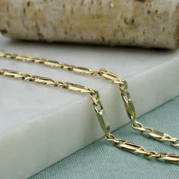 Gouden fantasie/Figaro schakelketting, Ophalen of Verzenden, Gebruikt, Goud, Goud