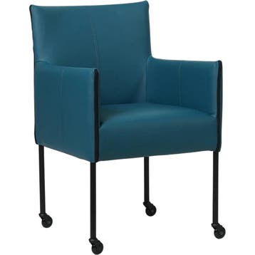 Leren eetkamerstoel More - Toledo Turquoise (blauw) - Poten, Bohemian, Industrieel, Modern, Scandinavisch, Blauw, Nieuw, Leer