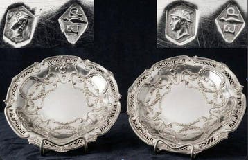 Tafelmiddenstuk (2) - Franse luxe zilversmeden. .950 massief, Antiek en Kunst
