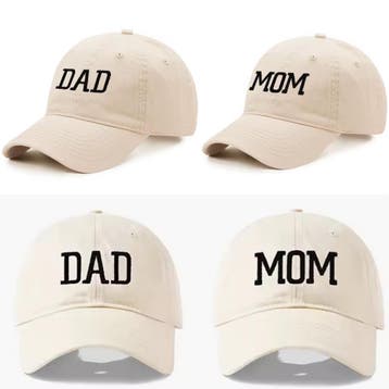 Set met 1 cap Mom licht beige en en 1 cap Dad licht beige, Verzenden, Nieuw, Versiering, Geboorte of Huwelijk