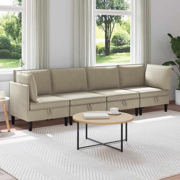 vidaXL Woonkamer Meubelset 4 pcs Zand Stof, Huis en Inrichting, Banken | Bankstellen, Verzenden, Nieuw, Stof, Minder dan 150 cm
