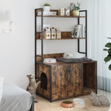 Stijlvolle Kattenbakombouw met Opbergruimte & Boekenkast - M, Dieren en Toebehoren, Verzenden, Nieuw