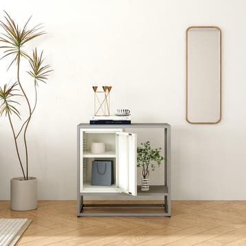 Sideboard Burlöv dressoir 70x72x35 cm grijs en wit [en.casa], Verzenden, Nieuw