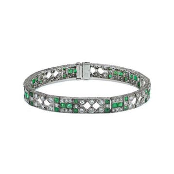 Armband Platina - Mauboussin Art Deco Platina Smaragd- en, Nieuw