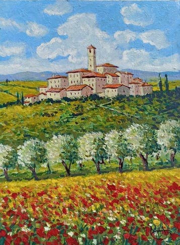 Gino Masini (1949) - Spring in Tuscany, Antiek en Kunst