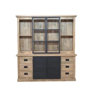 Vitrinekast Noa Naturel Mangohout 200 cm | Starfurn, Ophalen of Verzenden, Nieuw