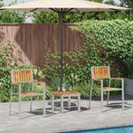 vidaXL Tuin eettafelset 3 pcs Bruin Massief Teakhout, Verzenden, Nieuw