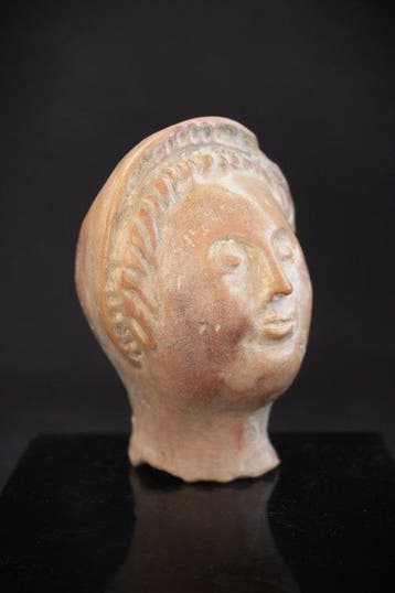 Oud-Romeins Terracotta Prachtig votiefhoofd van een jonge