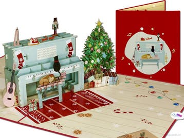 Sfeervolle Kerstkaart | Kerstliedjes op de piano met poes..., Diversen, Verzenden, Nieuw