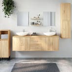 vidaXL 7-delige Badkamermeubelset bewerkt hout eikenkleurig, Huis en Inrichting, Badkamer | Badkamermeubels, Verzenden, Nieuw