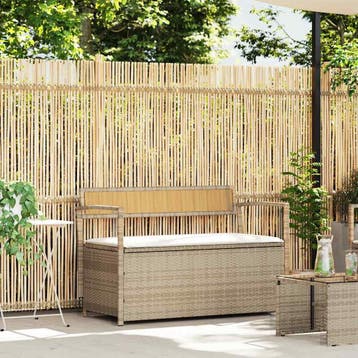 vidaXL Tuinbank met kussen beige polyrotan, Tuin en Terras, Verzenden, Nieuw