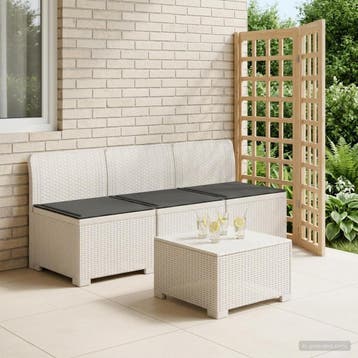 vidaXL 3-zits tuinbank met kussens in rattanlook 3-zits PP, Verzenden, Nieuw