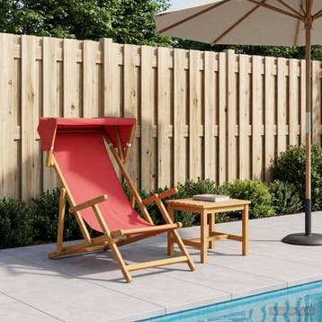 vidaXL Ligstoel 3 Positie massief eucalyptushout Rood, Tuin en Terras, Ligbedden, Verzenden, Nieuw