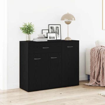 vidaXL Dressoir Zwart Eiken 88x30x70 cm Engineered Wood, Verzenden, Nieuw, Overige houtsoorten