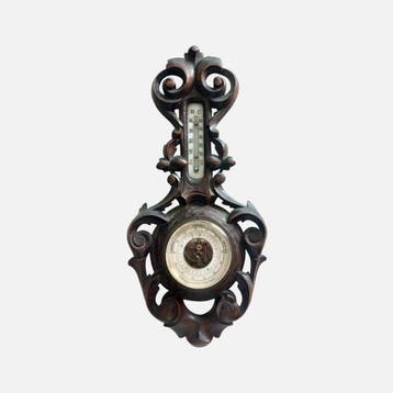 Aneroid barometer - Hout, Glas, Metaal, Antiek en Kunst