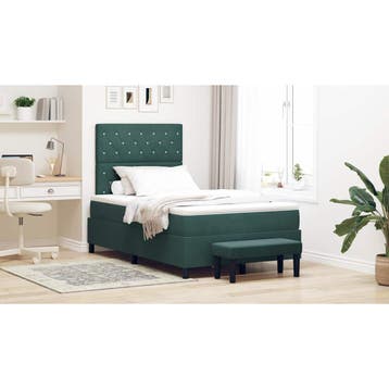 vidaXL Boxspring bed met hoofdeinde Donkergroen 190 x 120 cm, Verzenden, Nieuw, Twijfelaar, Stof