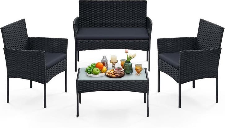 Tuinmeubelset - tuinset - loungeset - 4 zitplaatsen - 1x, Tuin en Terras, Tuinsets en Loungesets, Verzenden