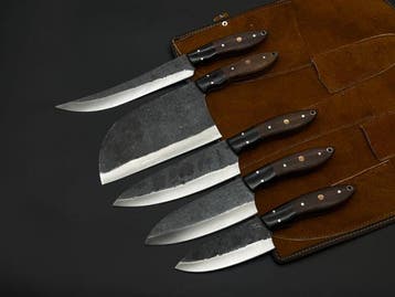 Japanese Style Kitchen Knife SET With Leather BAG Included -