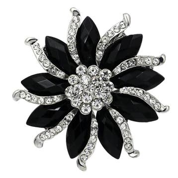 Fako Bijoux - Broche - Bloem - Ster - Kristal - Zwart - Ø, Verzenden, Nieuw