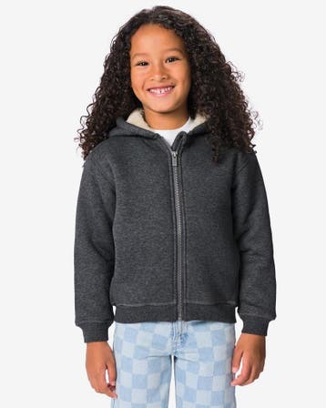HEMA Takkie kinder hoodievest sweatstof teddy grijs, Verzenden, Nieuw