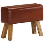 vidaXL Bankje turnbok 58 cm echt leer en massief mangohout, Verzenden, Nieuw