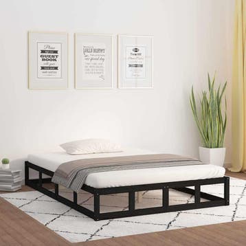 vidaXL Bedframe massief hout zwart 180x200 cm, Huis en Inrichting, Eenpersoons, Verzenden, Zwart, Nieuw