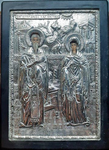 Icoon - Sint-Kyprianos & Loustini - Hout, Zilver