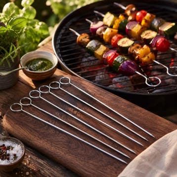 Triangle RVS Grillspies Set 6 Stuks – Herbruikbare BBQ Sp., Ophalen of Verzenden, Nieuw