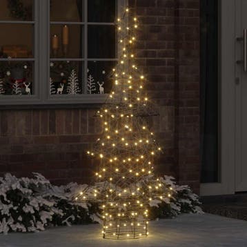 vidaXL Kerstboom met 160 LED Warmwit 150 cm Rattan, Diversen, Kerst, Verzenden, Nieuw
