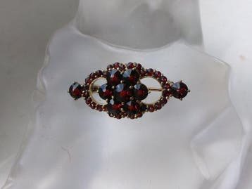 Zilver, Granaatten - Broche - Art Deco