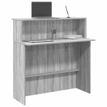 vidaXL Receptiebalie 100x50x103,5 cm bewerkt hout grijs, Verzenden, Nieuw