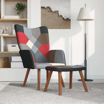vidaXL Relaxstoel met voetenbank patchwork stof, Verzenden, Nieuw