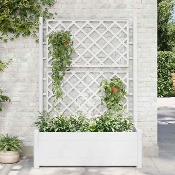 vidaXL Plantenbak met latwerk 100x43x142 cm PP wit, Tuin en Terras, Kunststof, Verzenden, Minder dan 60 cm, Nieuw