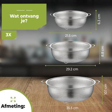HI NATURE™ Vergieten - Vergiet RVS 3-delige set -, Ophalen of Verzenden, Nieuw