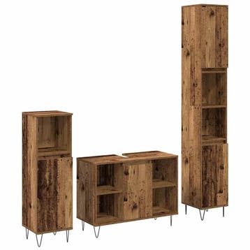 vidaXL Badkamermeubelset 3 st Oud Hout 30 x 30 x 180 cm, Verzenden, Nieuw, Overige typen