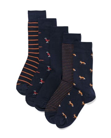 HEMA Herensokken dieren - 5 paar donkerblauw, Verzenden, Nieuw