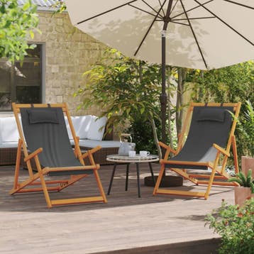 vidaXL Opklapbare stoelen, 2 stuks, grijze stof, Tuin en Terras, Tuinstoelen, Verzenden, Nieuw