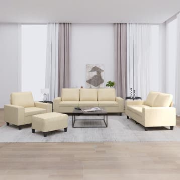 vidaXL 4-delige Loungeset stof crèmekleurig, Huis en Inrichting, Banken | Bankstellen, Verzenden, Nieuw, Vierpersoons of meer