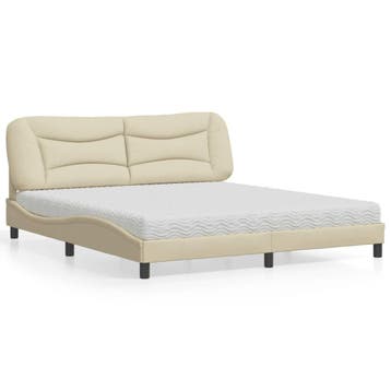 vidaXL Bed met matras Hvar stof crèmekleurig 180x200 cm, Eenpersoons, Verzenden, Nieuw, 80 cm