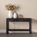 Mangohout Sidetable Britt 120 Zwart, Verzenden, Nieuw, Overige houtsoorten, Industriële meubels