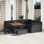 vidaXL Tuin Sofa Set met kussen met opslag 12 pcs Zwart, Tuin en Terras, Verzenden, Nieuw, Rotan, 2 zitplaatsen