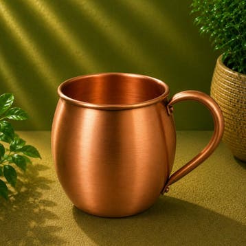 Puur koperen ronde beker/mok mat gepolijst – 450 ml/180 g, Huis en Inrichting, Ophalen of Verzenden, Nieuw