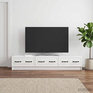 vidaXL TV-kast 147 x 34,5 x 27 cm Hoogglans Wit Bewerkt hout, Minder dan 50 cm, Verzenden, Nieuw, Minder dan 100 cm