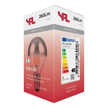 SPL LED Kopspiegellamp E14 G45 4W 260lm 2500K Zilver Dimbaar, Ophalen of Verzenden, Nieuw