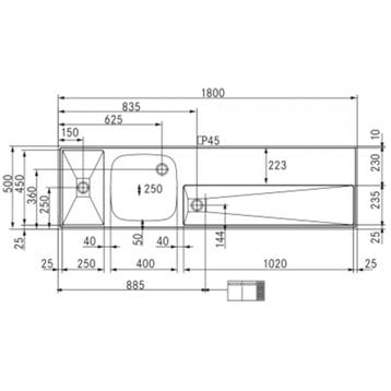 RVS / Inox spoeltapblad ST-BB180-1, Ophalen of Verzenden